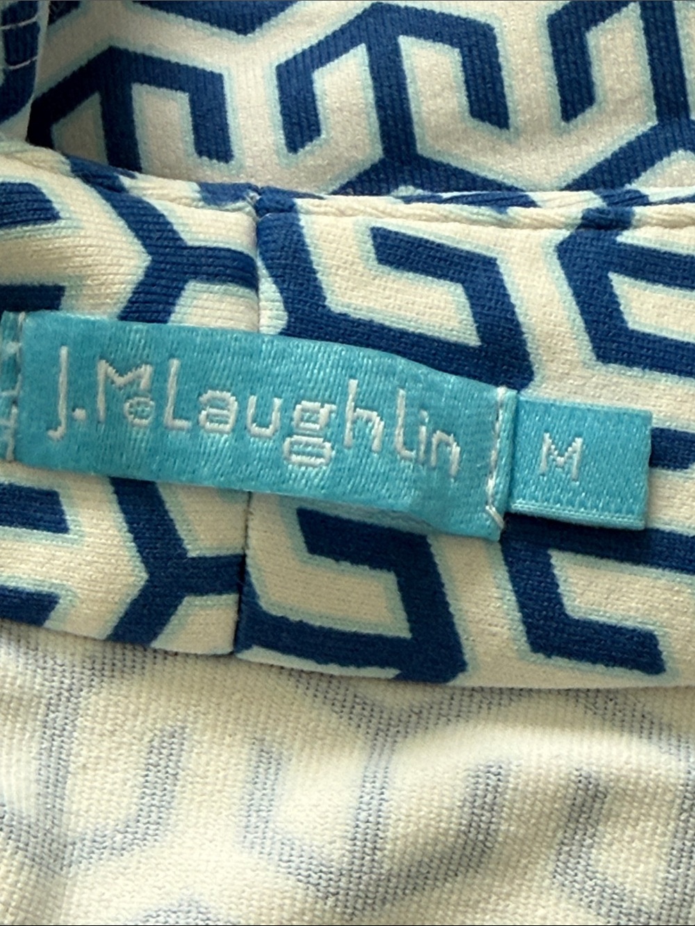 J. McLaughlin Blue & White Geometric V-Neck Dress worn once for trying - Picture 6 of 9
